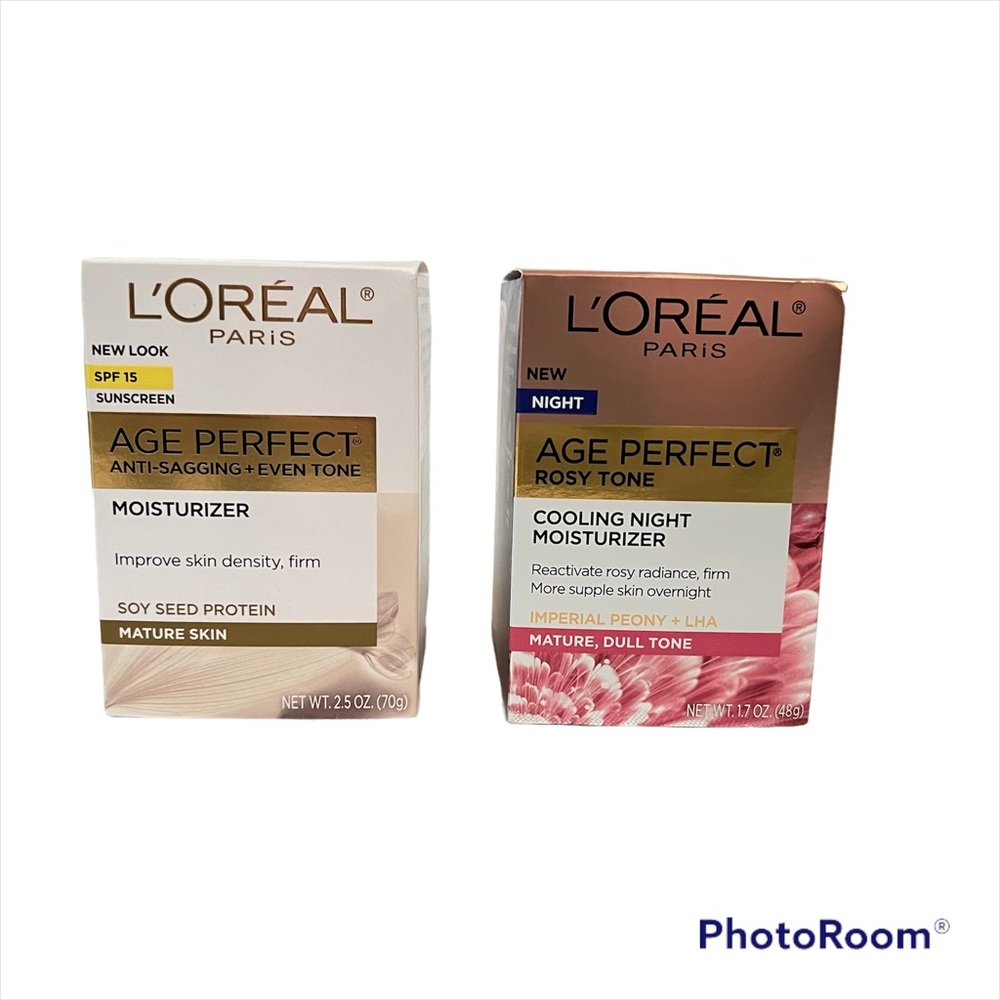 L'Oreal Age Perfect Moisturizer & Rosy Tone Night Moisturizer Bundle, BNIOP